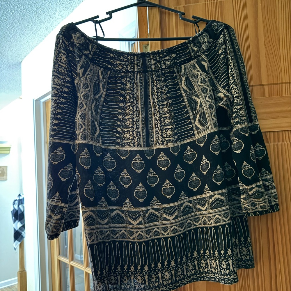 Lucky Brand Black & Beige Blouse, size small - Picture 2 of 6